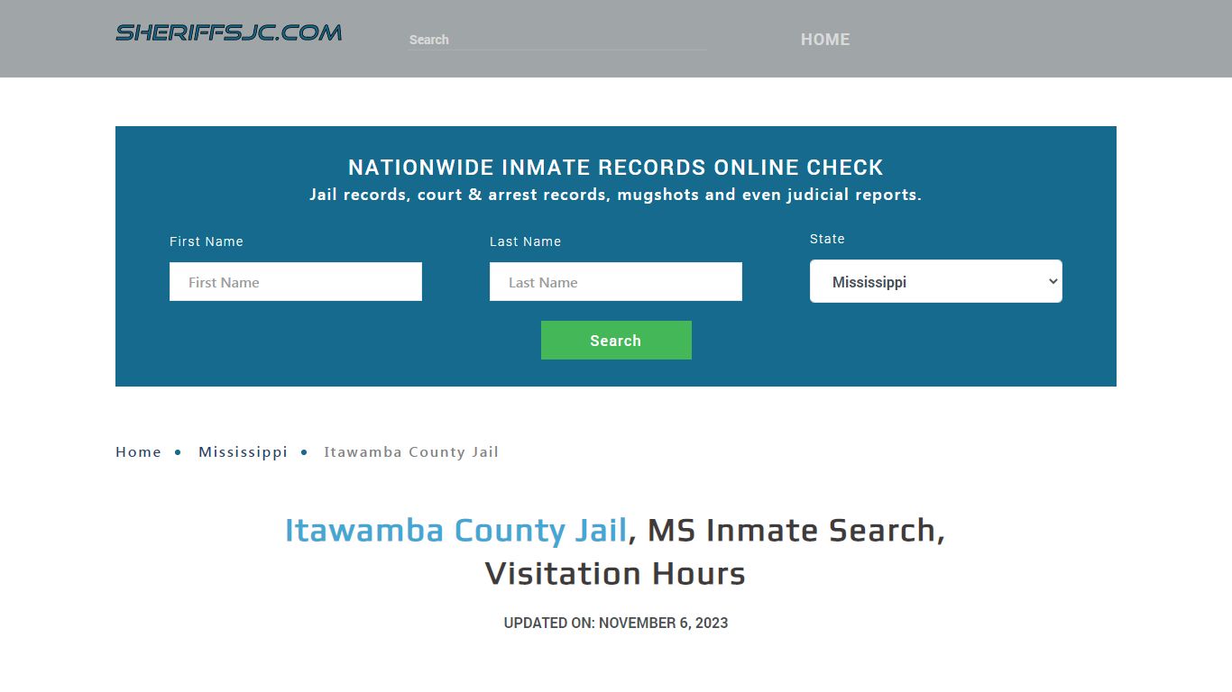Itawamba County Jail, MS Inmate Search, Visitation Hours